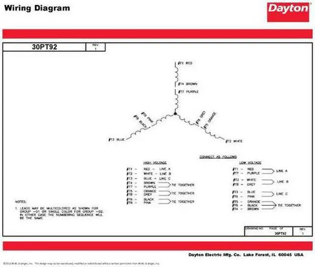 Alt view image 6 of 6 - DAYTON 30PT92 Three-Phase General Purpose Motor, 1 HP, 230/460V AC Voltage, 56