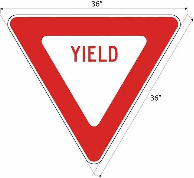 Alt view image 3 of 4 - LYLE R1-2-36HA Yield Traffic Sign, 36 in H, 36 in W, Aluminum, Triangle,