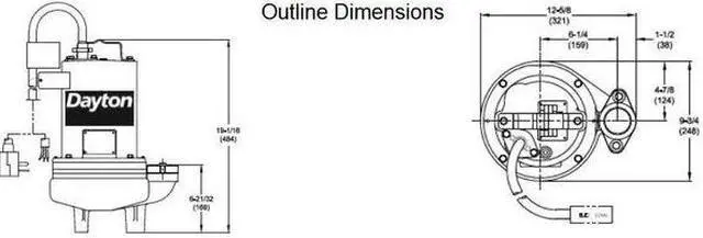 Alt view image 4 of 4 - DAYTON 4HU89 2 HP 2" Manual Submersible Sewage Pump 460V