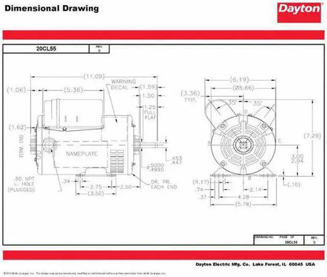 Alt view image 6 of 6 - DAYTON 103807.00 Capacitor-Start/Run General Purpose Motor, 3/4 hp HP,