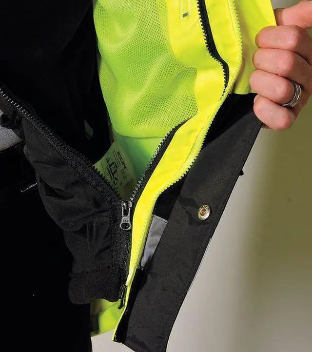 Alt view image 7 of 7 - TINGLEY J24172 3-In-1 High Visibilityt Rain Jacket with Hood, Polyester, Class