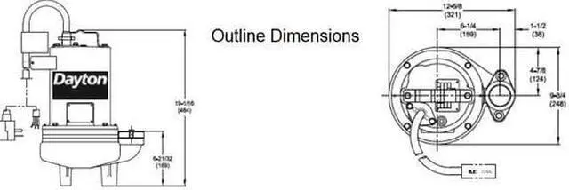 Alt view image 4 of 4 - DAYTON 4HU87 1-1/2 HP 2" Manual Submersible Sewage Pump 460V