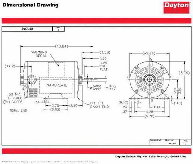 Alt view image 4 of 6 - DAYTON 103818.00 Three-Phase General Purpose Motor, 1/3 HP, 48 Frame, 230/460V