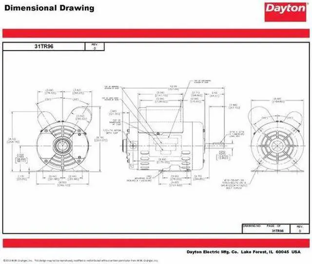 Alt view image 5 of 6 - DAYTON 119191.00 Capacitor-Start/Run General Purpose Motor, 1/2 hp HP,