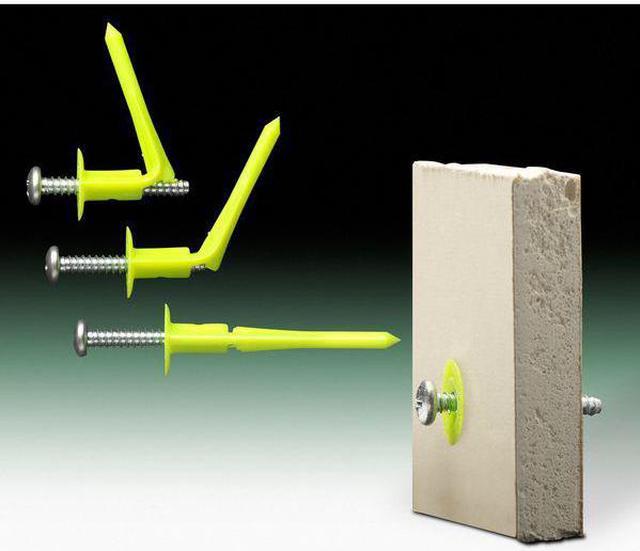 Alt view image 5 of 6 - WALLCLAW ANCHORS PCK-WC25-YS WallClaw Anchors Wall Anchor, 2" L, Plastic, 60