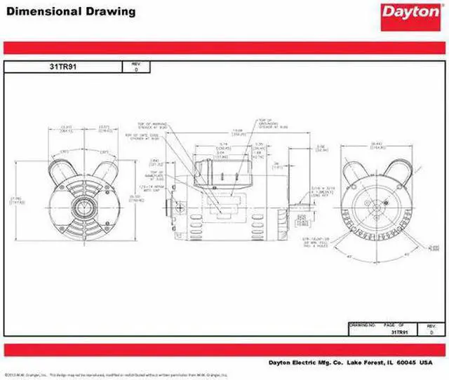 Alt view image 4 of 6 - DAYTON 119167.00 Capacitor-Start/Run General Purpose Motor, 1 hp HP,
