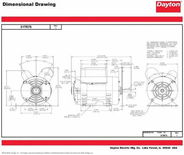 Alt view image 5 of 8 - DAYTON 31TR75 MTR,CS/CRCR,ODP,1 HP,1725,56H,EFF 82.6
