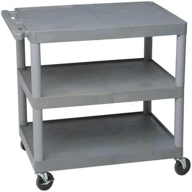 Alt view image 7 of 7 - ZORO SELECT STC11-G Utility Cart with Deep Lipped Plastic Shelves, 300 lb Load