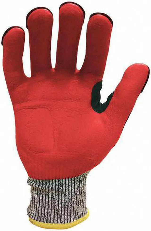 Alt view image 2 of 2 - IRONCLAD PERFORMANCE WEAR INDI-KC5-04-L Impact Gloves,L,Gray/Red/Hi-Vis Yllw,PR