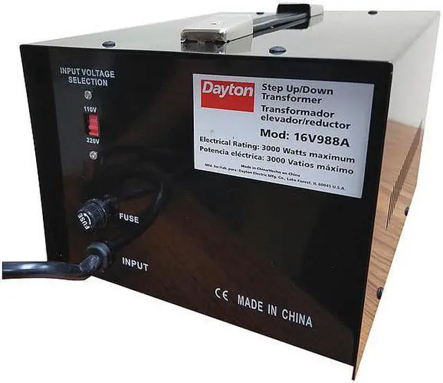 Alt view image 3 of 3 - DAYTON 16V988 Step Up/Step Down Voltage Converter, 110V AC to 220V AC, 220V AC