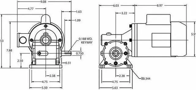 Alt view image 3 of 3 - DAYTON 4CVU3 AC Gearmotor, 456 in-lb Max. Torque, 45 RPM Nameplate RPM,