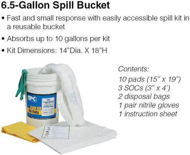 Alt view image 4 of 7 - BRADY SKA-BKT Spill Kit, 9 gal Volume Absorbed per Kit, 6 1/2 gal Capacity,