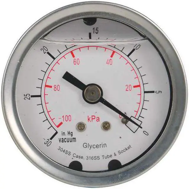 Alt view image 4 of 4 - ZORO SELECT 4CFN6 Vacuum Gauge,Liquid Filled,2 In