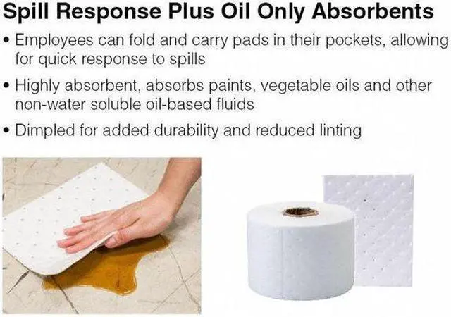 Alt view image 4 of 5 - BRADY SRPO100 Sorbent Pad, 5 gal, 7 1/2 in x 10 in, Oil, White, Polypropylene