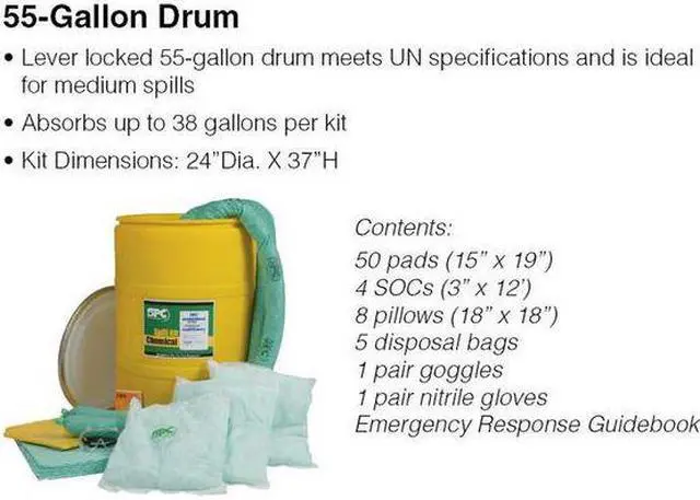 Alt view image 4 of 6 - BRADY SPC ABSORBENTS SKH-55 Spill Kit, Chem/Hazmat, Yellow