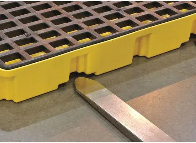 Alt view image 7 of 9 - Eagle Mfg / Justrite - 1632 - Eagle Yellow High Density Polyethylene 5000 lb 30 gal Spill Deck - Supports 2 Drums - 26