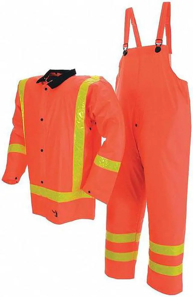 Alt view image 4 of 4 - VIKING 2110FR-M Flame Resistant 3 Piece Rain Suit, Polyester, PVC, 0.35 mm