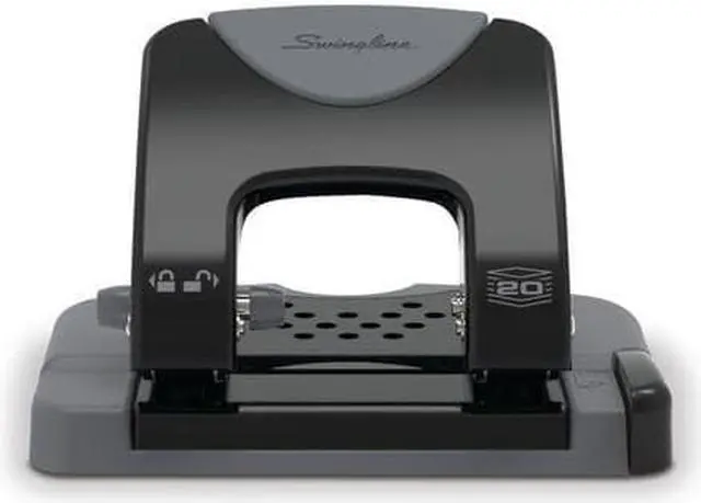 Alt view image 7 of 9 - SWINGLINE A7074135 Two-Hole Paper Punch,20 Sheets,Blck/Gray