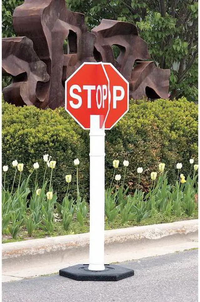 Alt view image 3 of 3 - CORTINA SAFETY PRODUCTS 03-747QD Stop Sign, 56" Height, 11" Width, Plastic,
