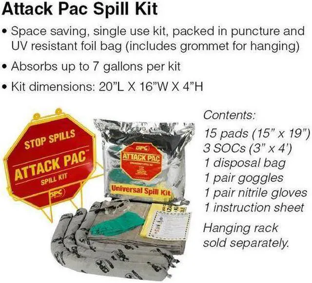 Alt view image 4 of 8 - BRADY SKA-ATK-GRNG Spill Kit, 7 gal Volume Absorbed per Kit, Bag, Silver