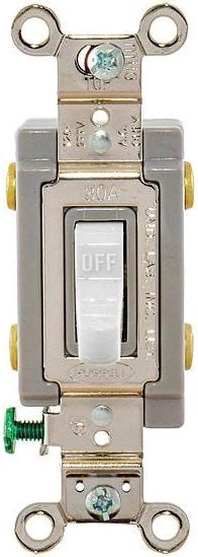 Alt view image 6 of 7 - HUBBELL WIRING DEVICE-KELLEMS HBL3032W Wall Switch,30A,White,2-Pole Type,2 HP