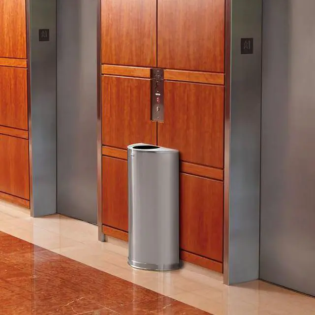 Alt view image 3 of 5 - RUBBERMAID FGSO12SSSPL 12 gal. Stainless Steel Half-Round Fire-Resistant Trash