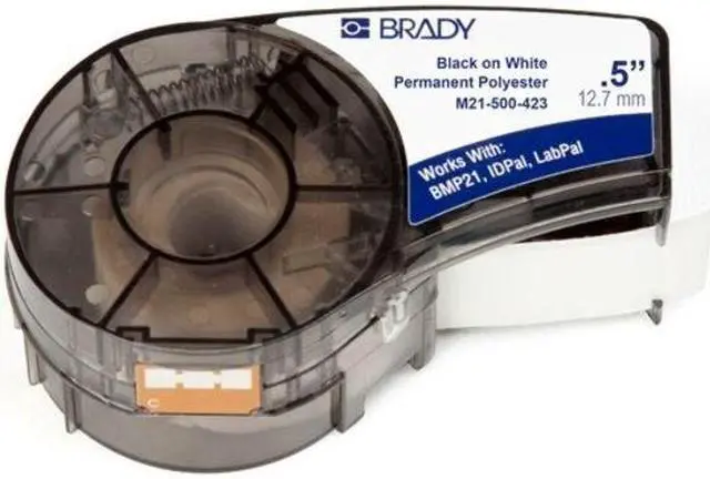Alt view image 4 of 5 - BRADY M21-500-423 Label Tape Cartridge, Black/White, Labels/Roll: Continuous