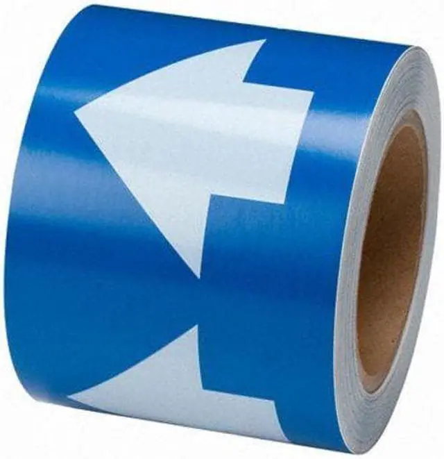 Alt view image 4 of 4 - BRADY 91289 Arrow Tape, Vinyl, 4 in W x 90 ft. L, Adhesive Mounting, White/Blue