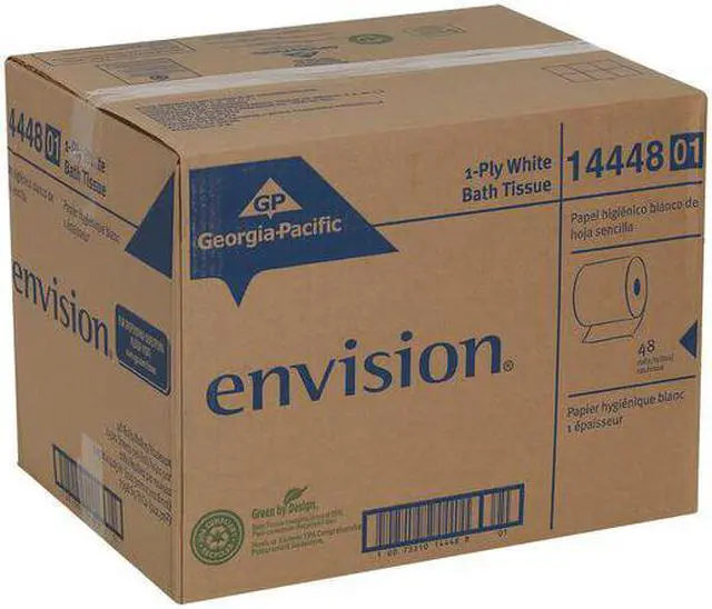 Alt view image 9 of 12 - GEORGIA-PACIFIC 14448/01 Envision Toilet Paper, 1Ply,PK48