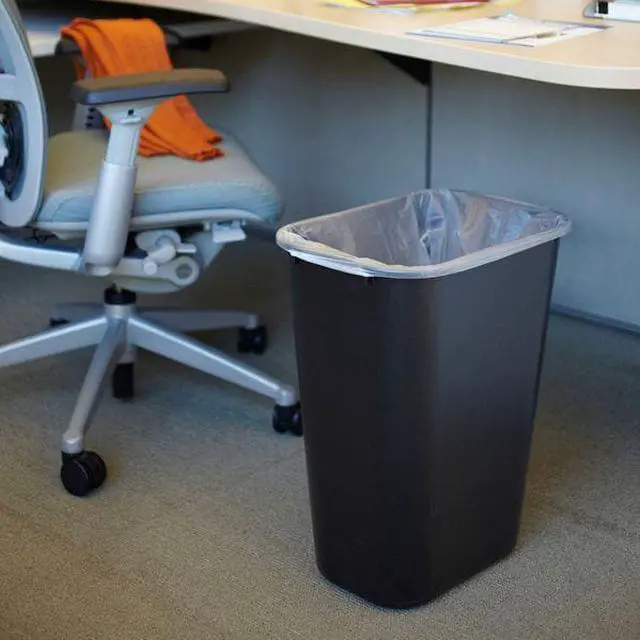 Alt view image 5 of 7 - RUBBERMAID FG295700BLA 10 gal. LLDPE Rectangular Trash Can, Black