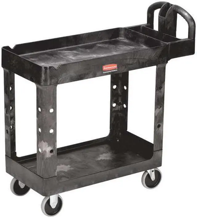 Alt view image 4 of 5 - RUBBERMAID FG450088BLA Structural Foam Utility Cart with Deep Lipped Plastic