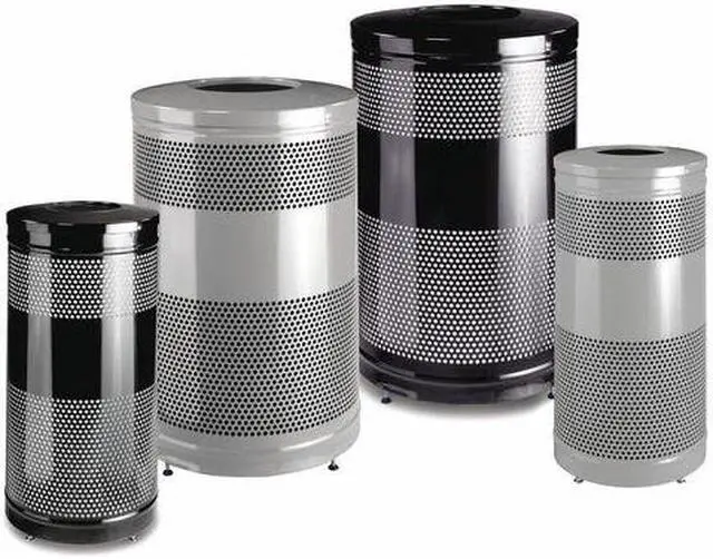 Alt view image 4 of 6 - 25 gal. Steel, Rigid Plastic Round Trash Can, Open Top, Black RUBBERMAID FGS3ETBKPL