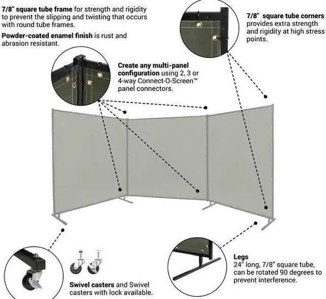 Alt view image 5 of 6 - STEINER 501-6X6 Welding Screen, Vinyl, 6 ft. W., 6 ft. H., 12 oz/sq yd, 350