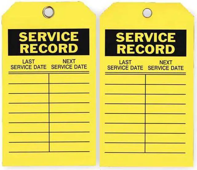 Alt view image 2 of 2 - ZORO SELECT 2RMU9 Tag, Service, Polyester, 7 in H x 4 in W, Yellow, Rectangle,