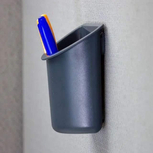 Alt view image 8 of 8 - Officemate Gray Pencil Cup, Plastic, 5" Height, 4-1/4" Width, 2-1/2" Depth 29032