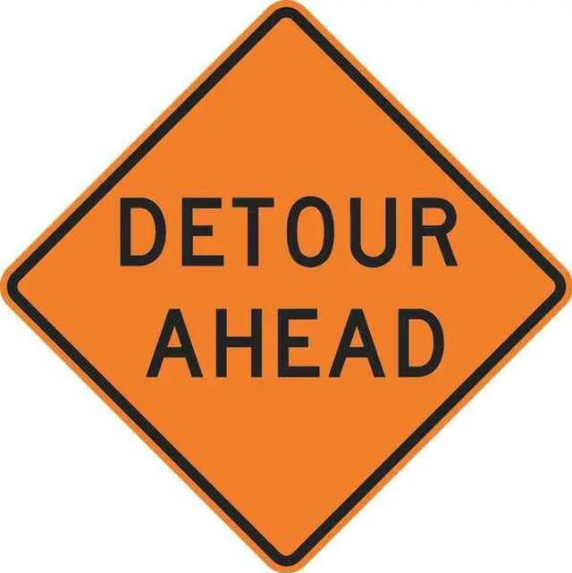 Alt view image 2 of 4 - LYLE W20-2D-30HA Detour Sign,30 x 30In,BK/ORN,Text