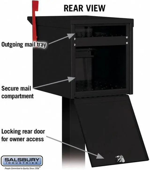 Alt view image 9 of 10 - Salsbury 4325BLK Roadside Mailbox Black