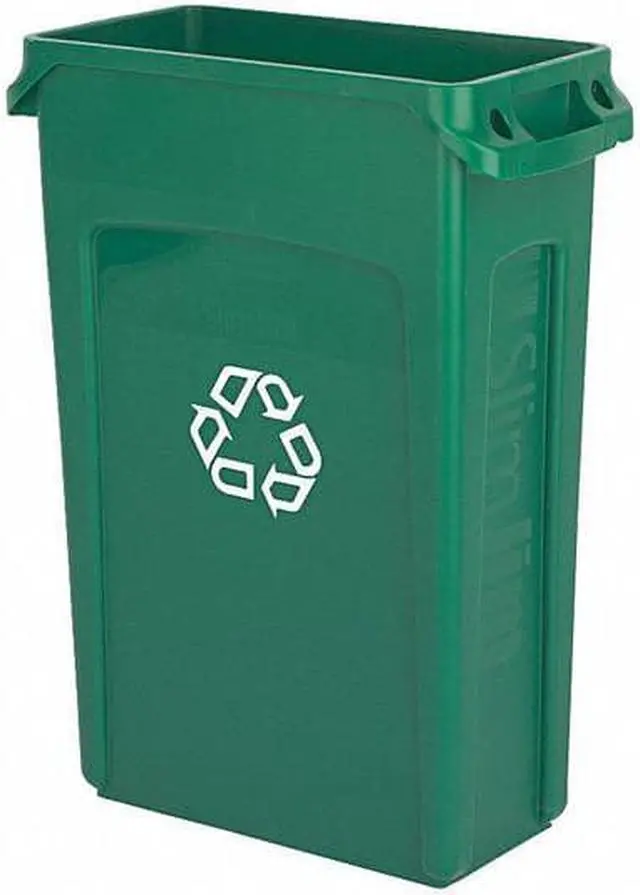 Alt view image 9 of 9 - RUBBERMAID FG295606GRN Rectangular Desk-Side Wastebasket 28 qt., Plastic, Green