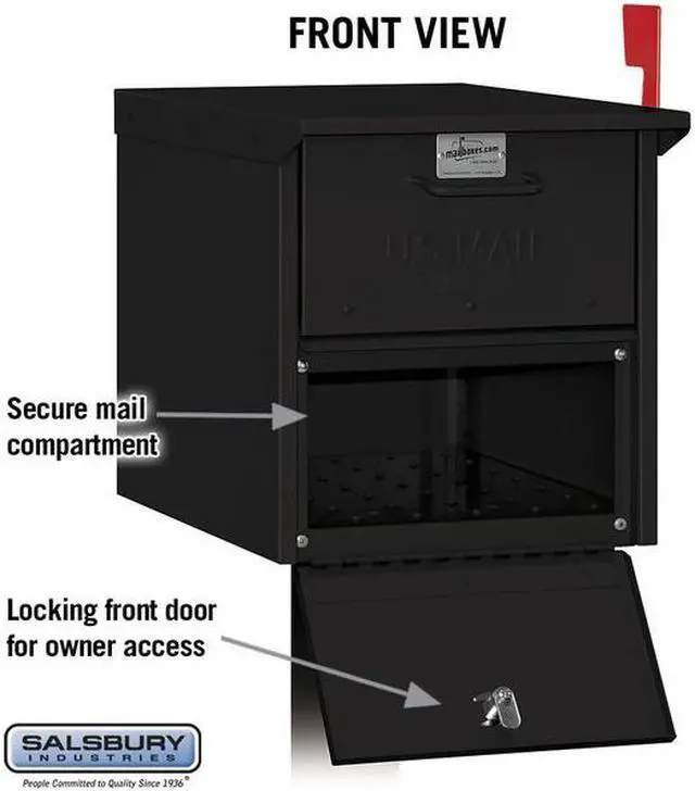 Alt view image 8 of 10 - Salsbury 4325BLK Roadside Mailbox Black