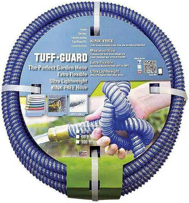 Alt view image 2 of 2 - TUFF GUARD PGH-25-BL 5/8 in ID x 25 ft L Water Hose, Rubber Tube, Blue, Brass x