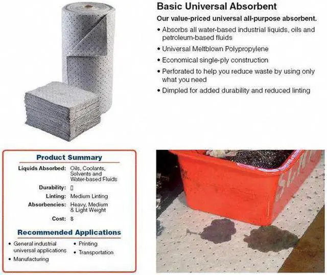 Alt view image 4 of 4 - BRADY BRU150 Sorbent Roll, Universal, 38 gal Vol Absorbed per Pkg, 30 in x 150