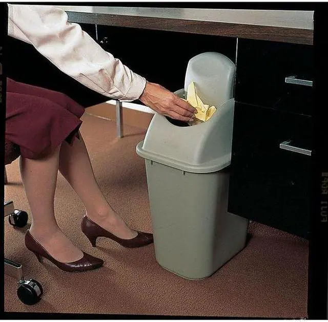 Alt view image 7 of 7 - RUBBERMAID FG295700BLA 10 gal. LLDPE Rectangular Trash Can, Black