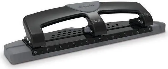 Alt view image 10 of 12 - SWINGLINE A7074134 Three-Hole Paper Punch,12 Sheets,Blk/Gry