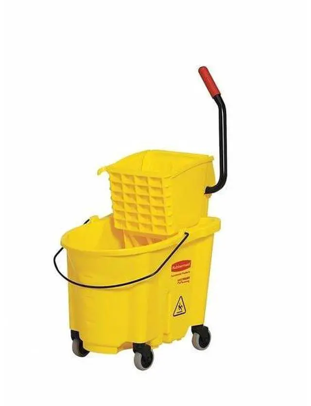 Alt view image 8 of 9 - RUBBERMAID FG758088YEL 35qt. Yellow Side Press Mop Bucket and Wringer