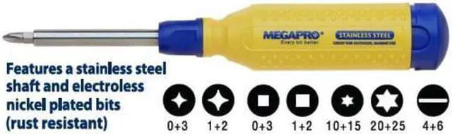 Alt view image 6 of 9 - MEGAPRO 151SS-B Phillips, Square, Star, Slot Bit 8 1/2 in, Drive Size: 1/4 in ,
