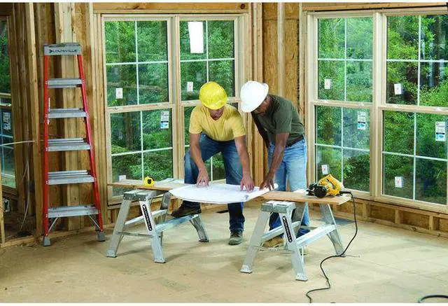 Alt view image 5 of 5 - LOUISVILLE L-2032-03 Sawhorse Ladder, Aluminum, 34" W x 37" H