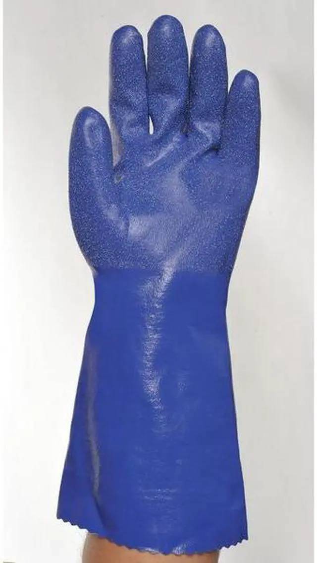 Alt view image 5 of 5 - SHOWA NSK24-11 NSK24 Chemical Resistant Gloves, Nitrile, 14 in L, 15 mil, Blue,