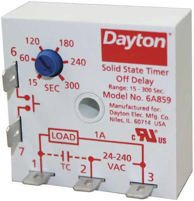 Alt view image 4 of 4 - DAYTON 5WML9 Single Function Encapsulated Timing Relay, Square, Off Delay, 1