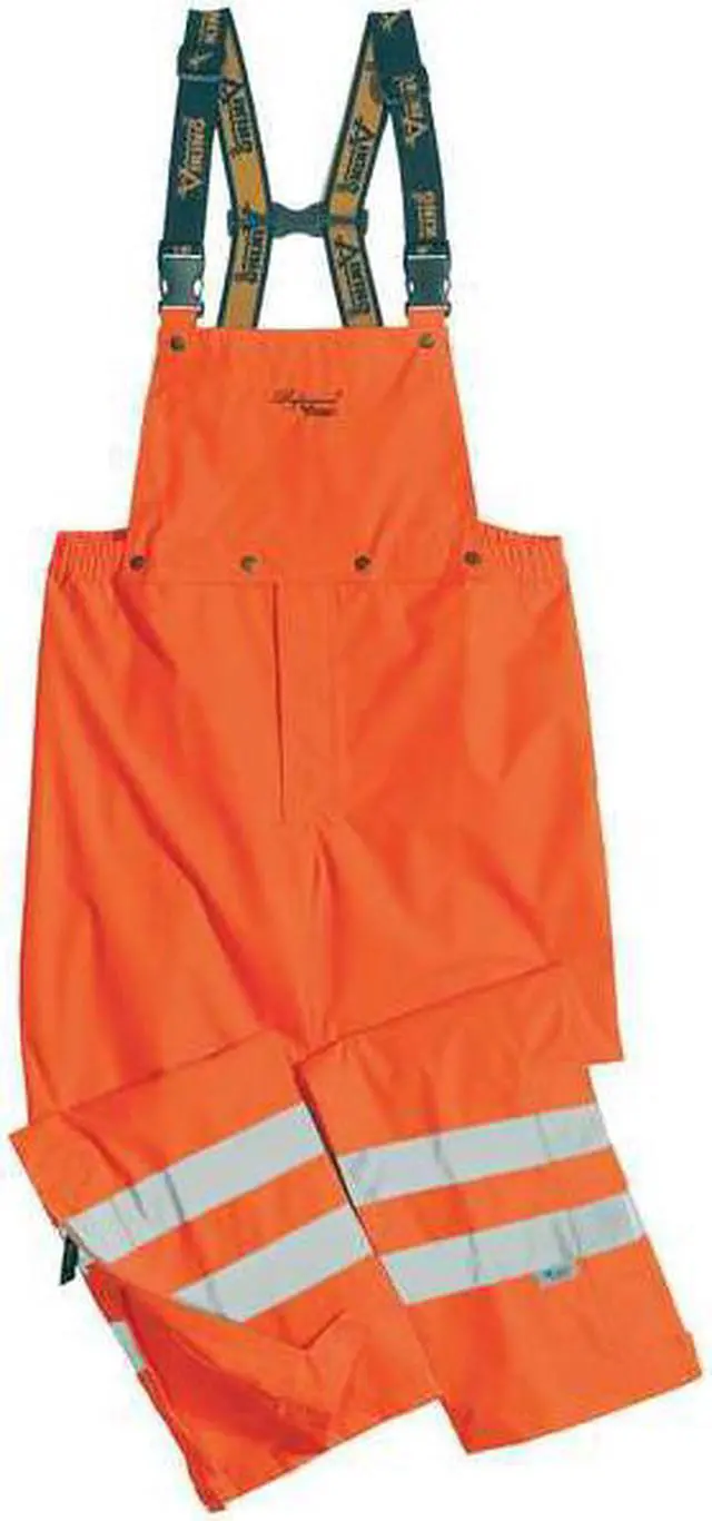 Alt view image 2 of 3 - VIKING D6329PO-XL Hi-Visibility Rain Bib Pants, Polyester, 32 1/2 in Inseam, 39