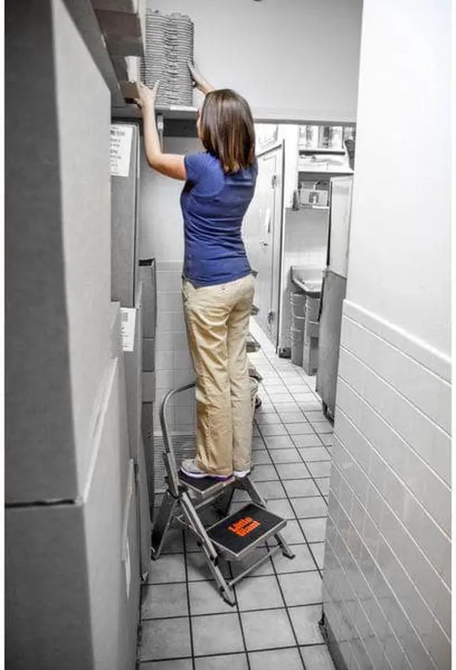 Alt view image 10 of 20 - 2 Steps, Aluminum Step Stool, 300 lb. Load Capacity, Gray LITTLE GIANT 10210BA